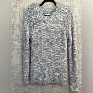 Fuzzy sweater, gray crew neck sweater